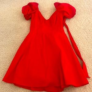 Red puffy sleeve mini dress!